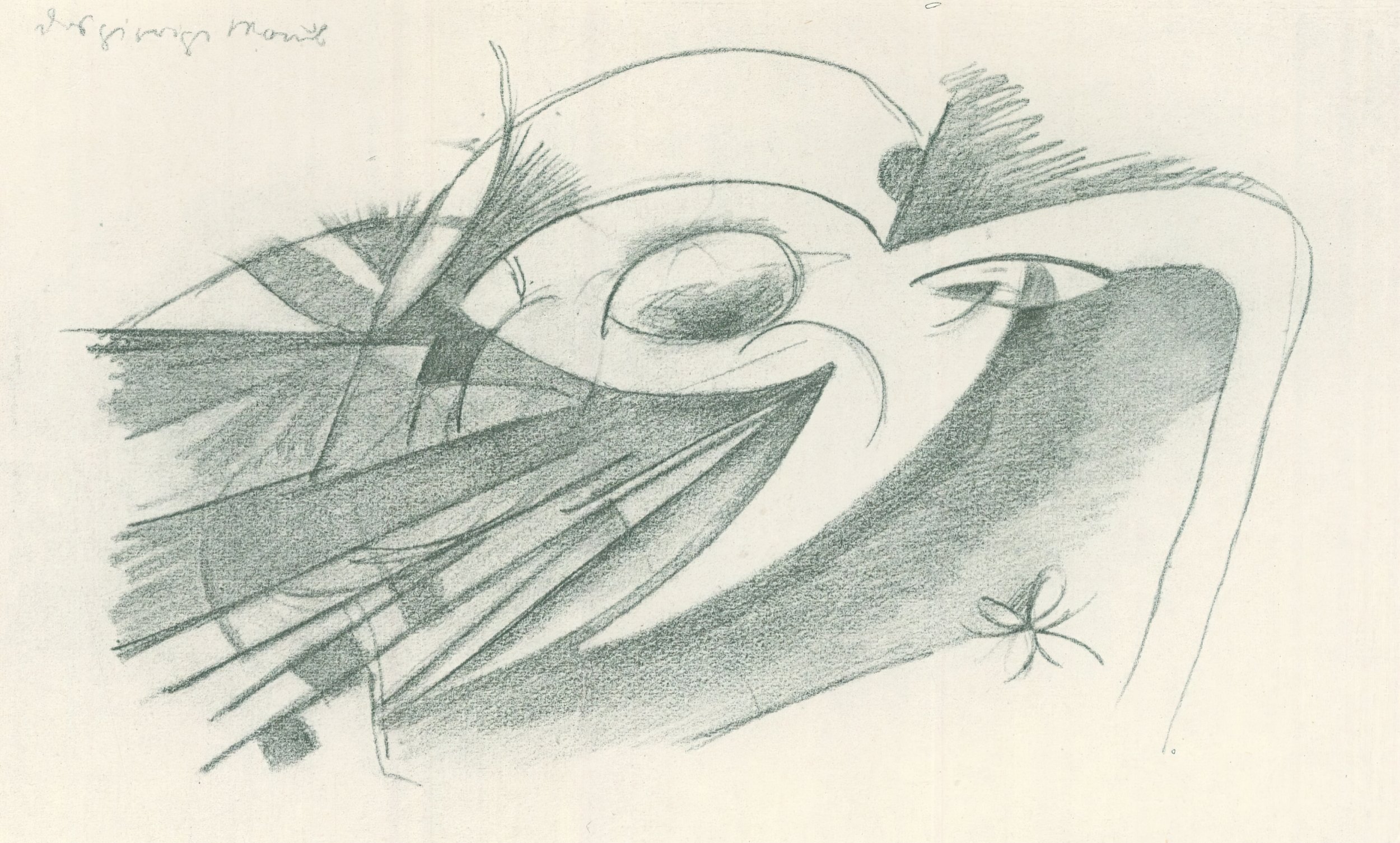 Franz Marc Sketch #10 The Greedy Moon – original 1915 pencil sketch from Skizzenbuch aus dem Felde