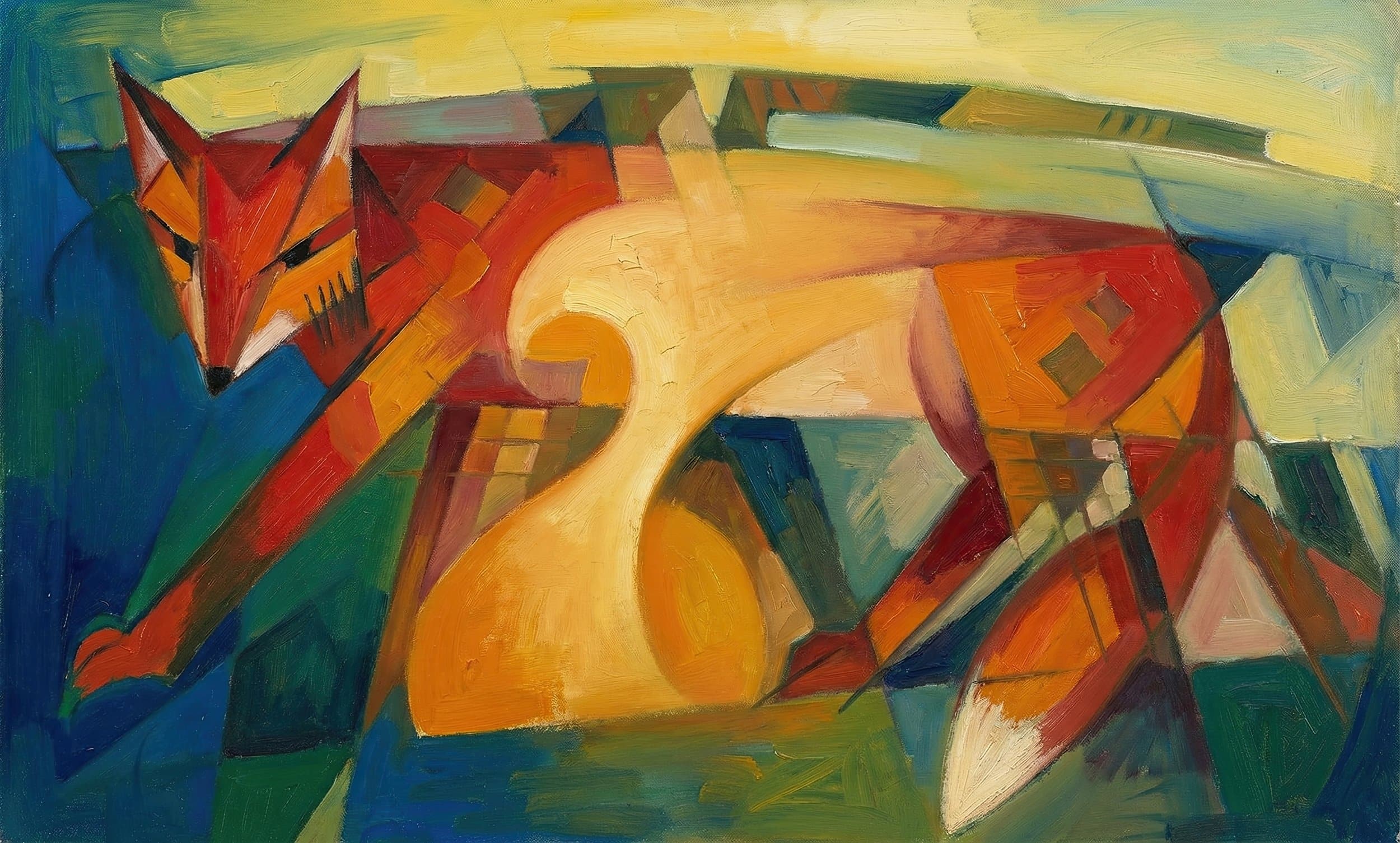 Franz Marc Sketch #6 The Fox – AI-colorized digital edition by The 37th Sketch, based on 1915 field sketch