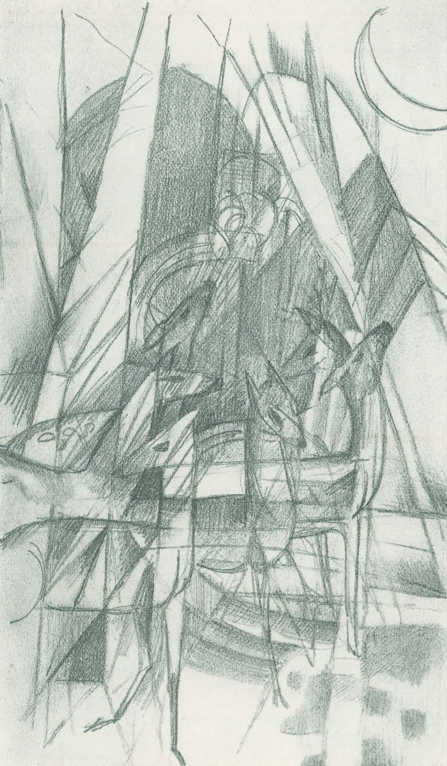 Franz Marc Sketch #20 Cluster of Deer and Abstract Shapes – original 1915 pencil sketch from Skizzenbuch aus dem Felde