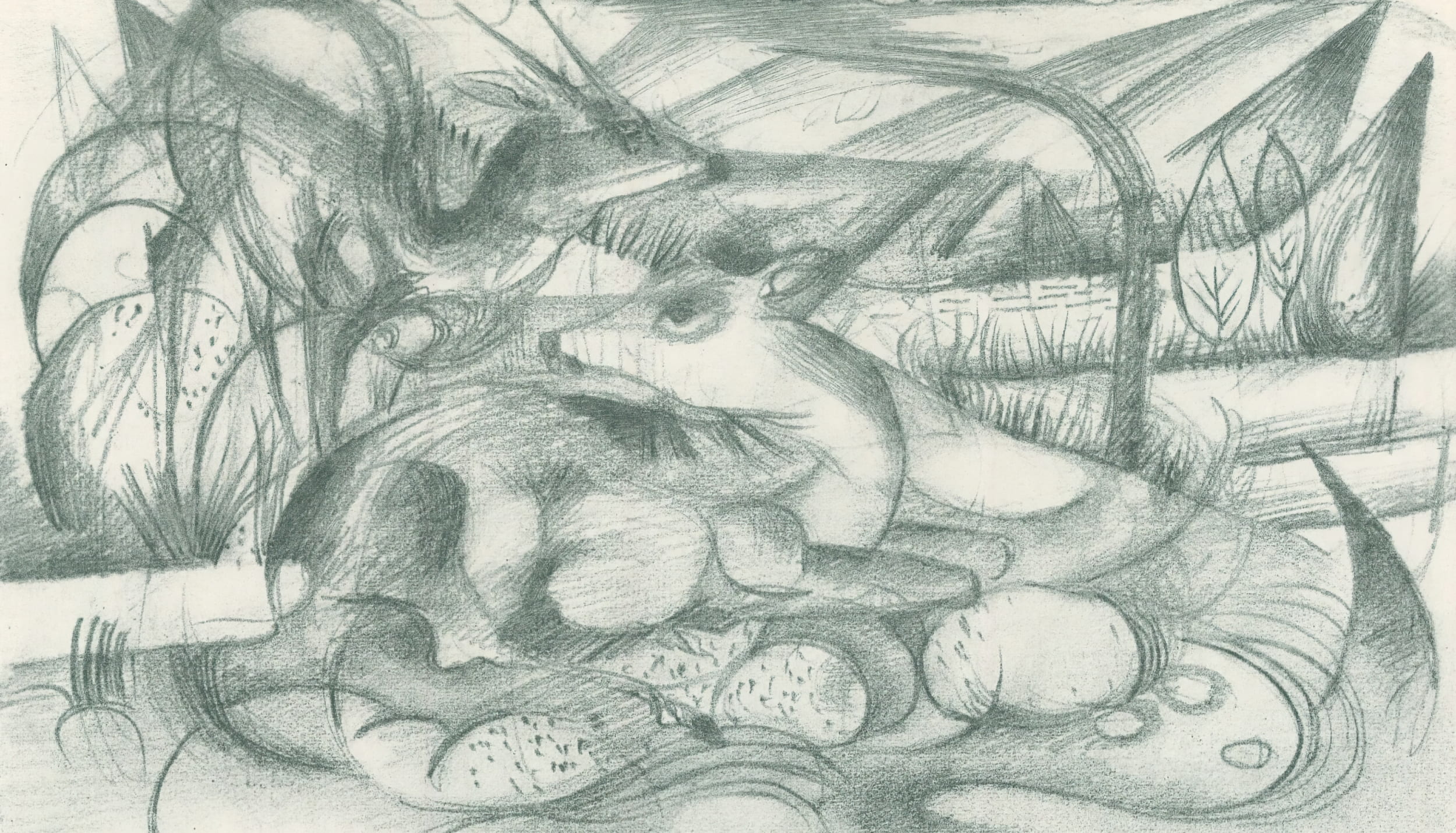 Franz Marc Sketch #25 Two Deer – original 1915 pencil sketch from Skizzenbuch aus dem Felde