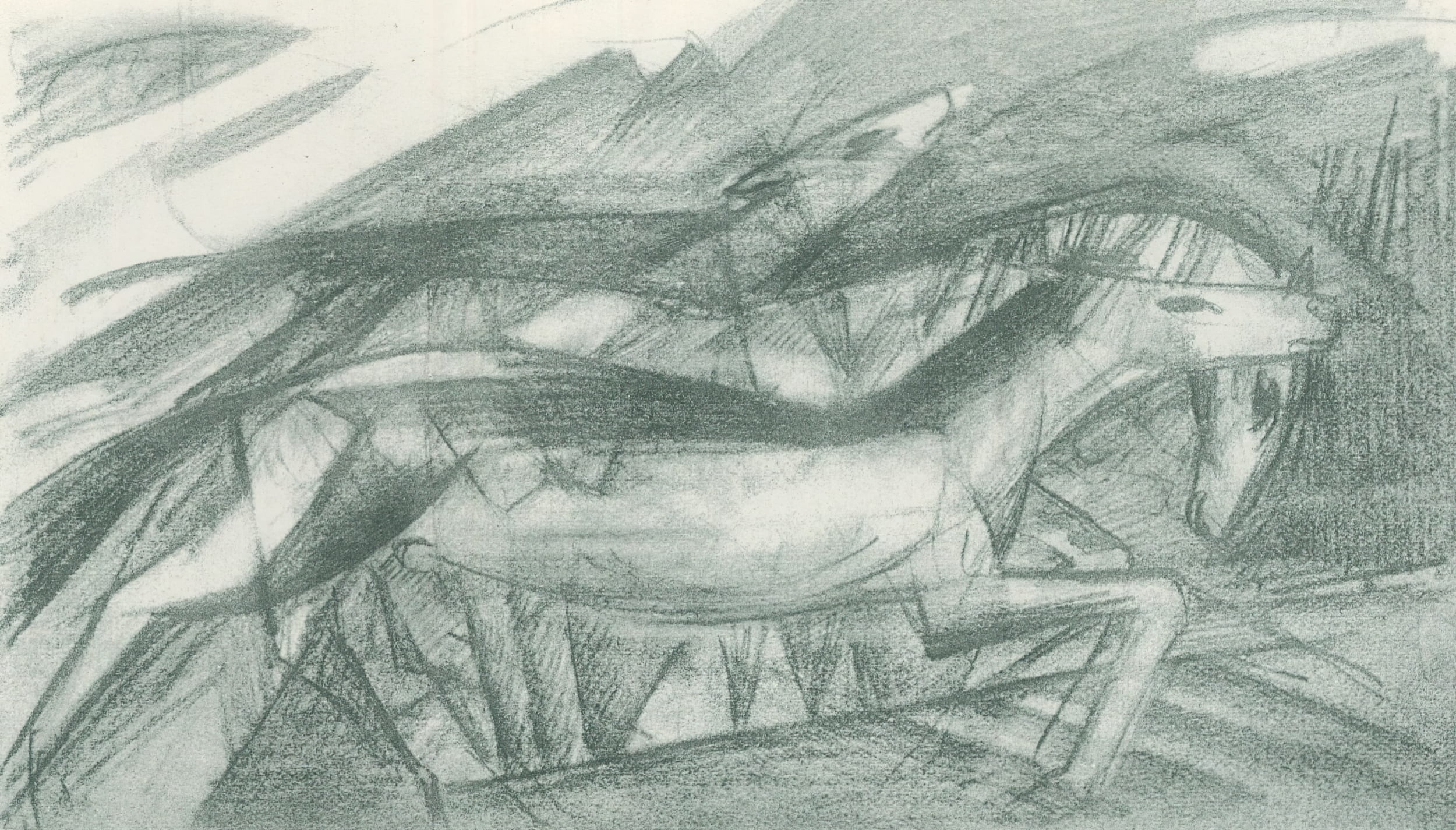 Franz Marc Sketch #27 Hunting Horses Jagende Pferde – original 1915 pencil sketch from Skizzenbuch aus dem Felde