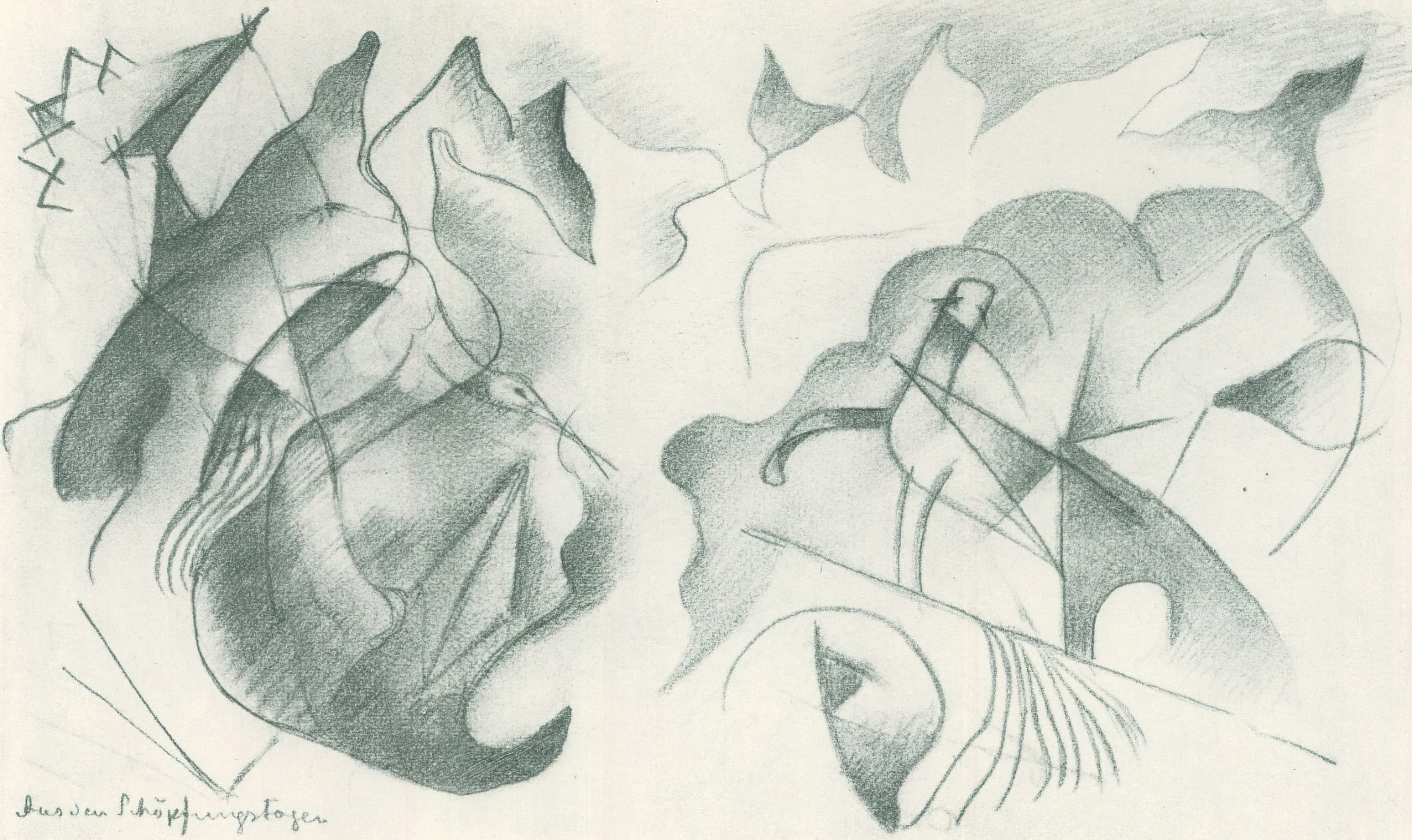 Franz Marc Sketch #8 From the Days of Creation – original 1915 pencil sketch from Skizzenbuch aus dem Felde
